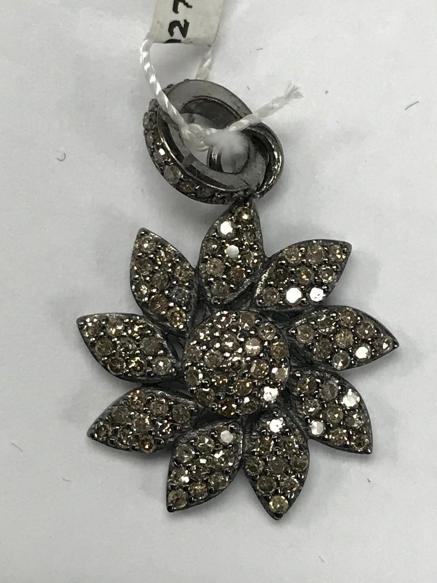 Flower Shape Diamond Pendants Charms Approx 17 mm