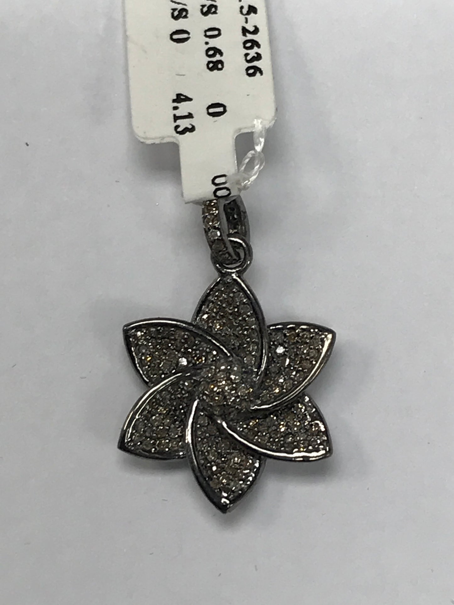 Flower Shape Diamond Pendants Charms Approx 21 x 21 mm