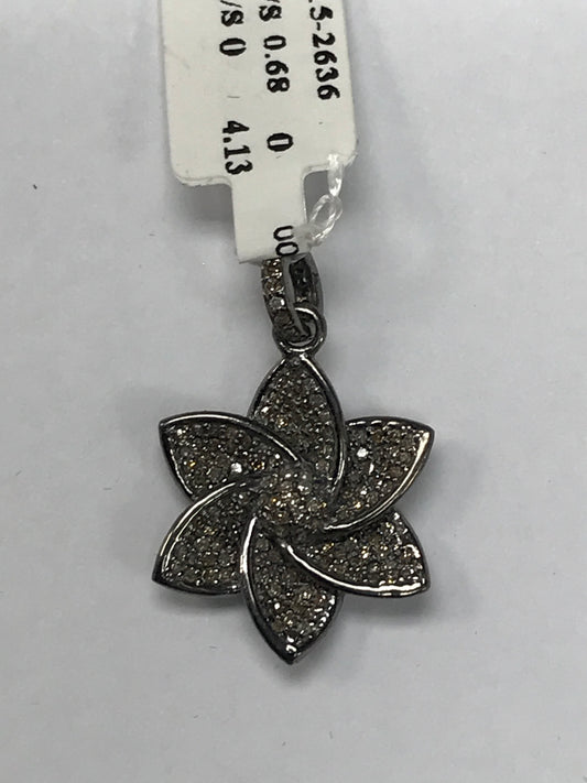 Flower Shape Diamond Pendants Charms Approx 21 x 21 mm