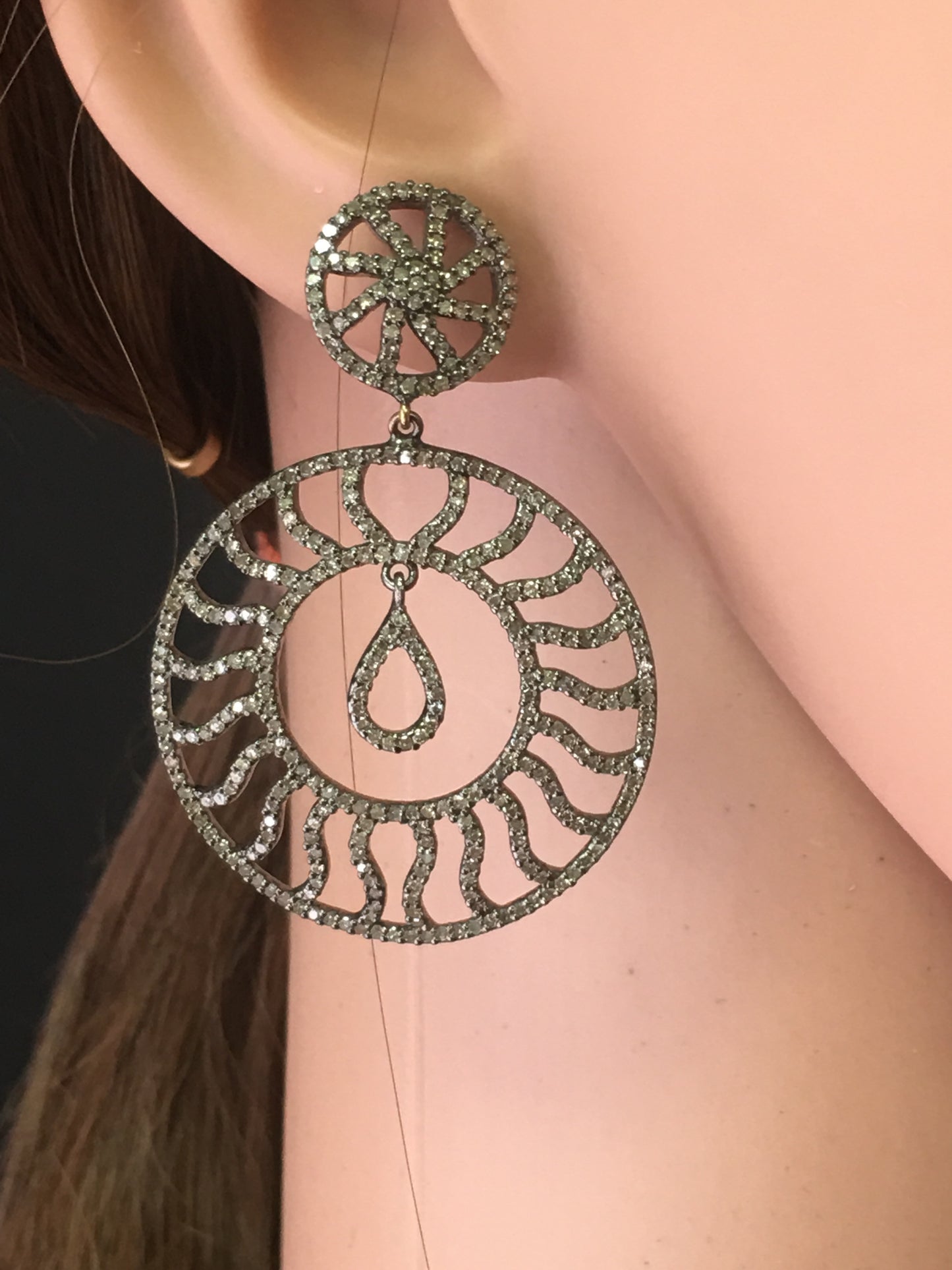 Fancy Round Shape Diamond Earring