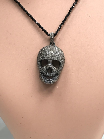 Diamond Charm .925 Oxidized Sterling Silver Diamond Charms, Genuine handmade pave diamond Charm Size Approx 1.0"(18 x 25 MM)