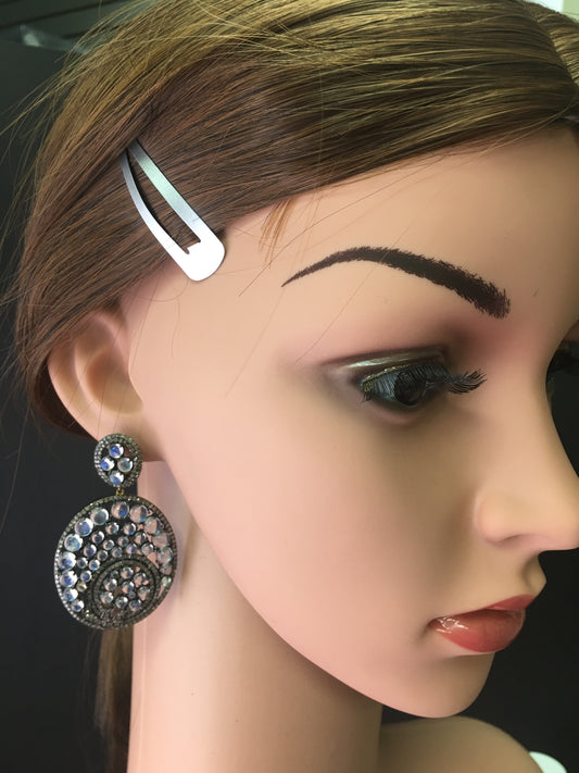 MOONSTONE AND DIAMOND EARRING