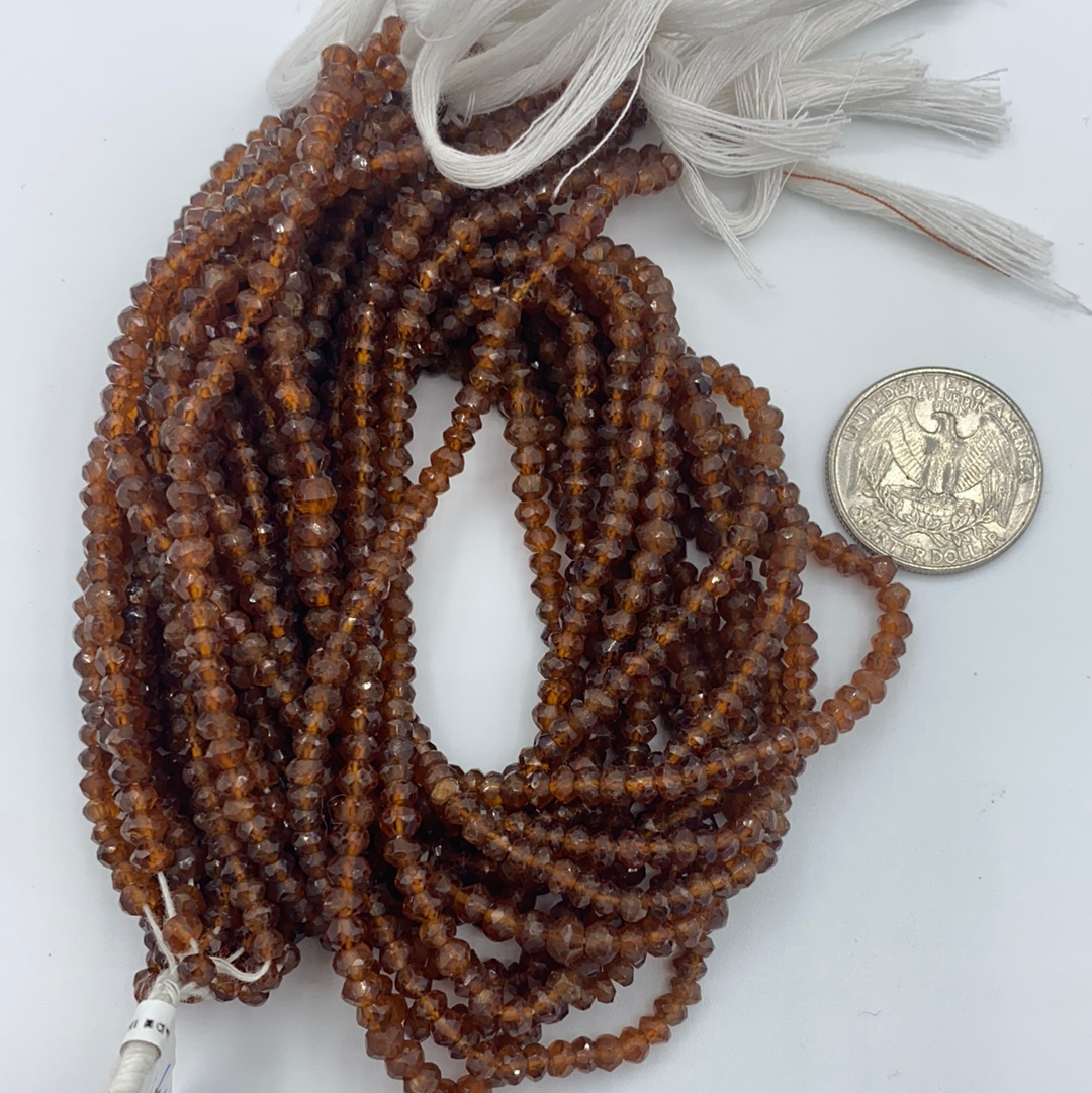 Hessonite Roundel Beads Facetted 3-4mm