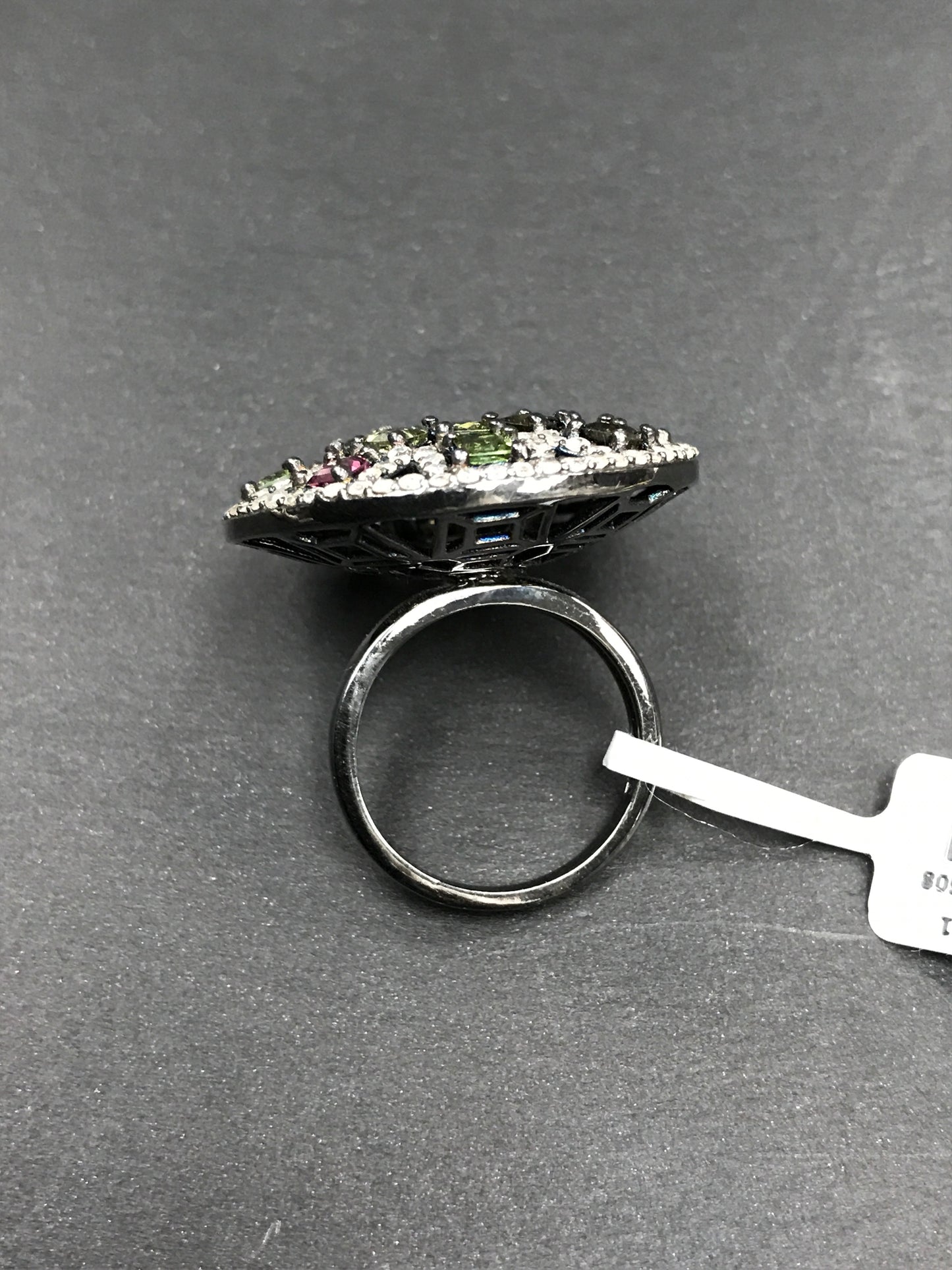 DIAMOND AND MULTI TOURMALINE SILVER RINGS
