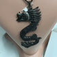 Black Spinel Dragon Charm,Dragon Black Spinel, Pave Black Spinel ,Approx 3.08'' ( 77 x 37 mm) Oxidized Silver, Silver ,Black Spinel