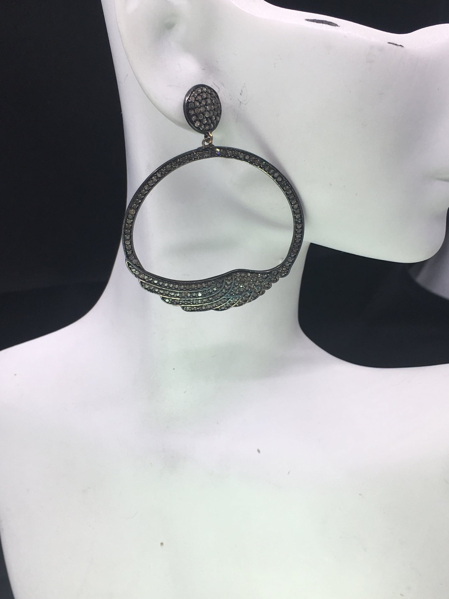 Silver and Diamond Pave EARRINGS