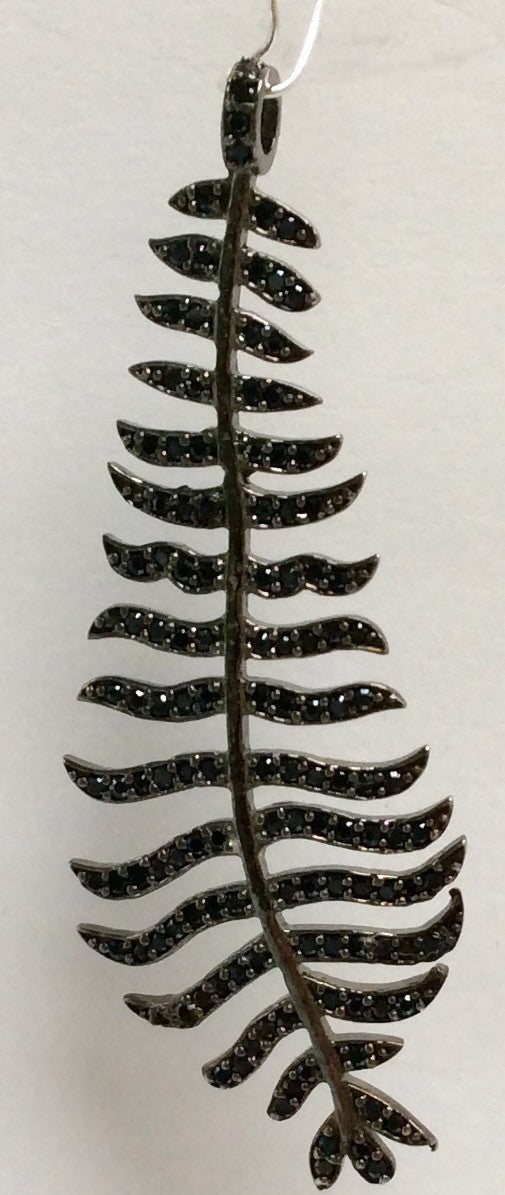 Leaf Black Spinel Charm