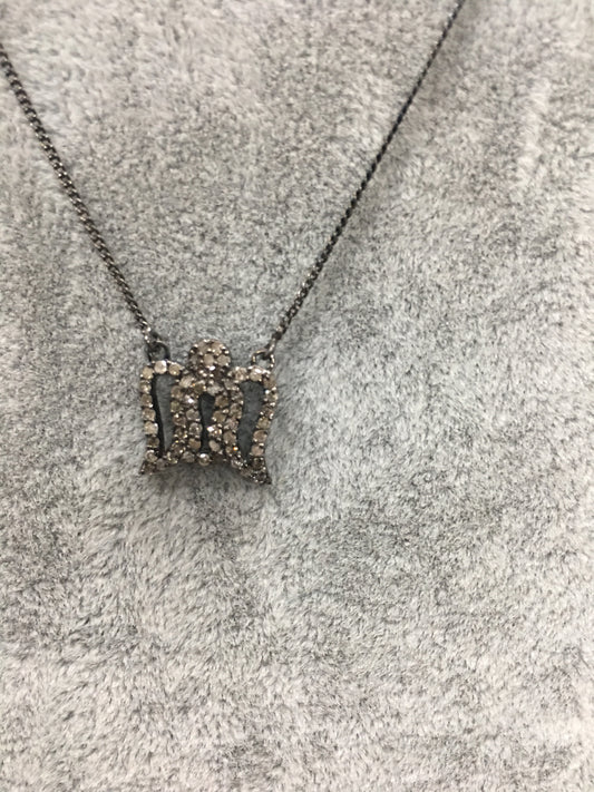 Angel Wing Pave Diamond Necklace with Silver Chain