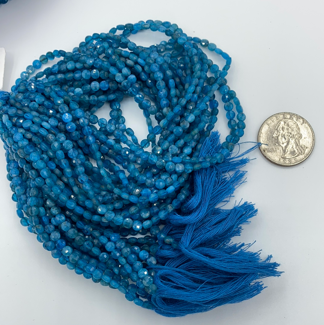 Neon Apatite faceted beads coin, beads coin,beads, coin