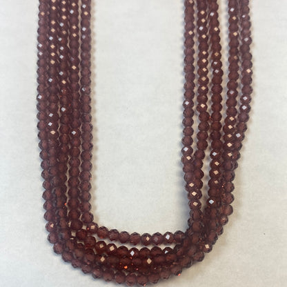 GARNET BEADS ROUND FACETED 3-4MM
