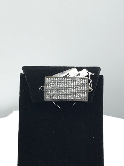 Square Shape Diamond Charm.925 Oxidized Sterling Silver Diamond Charm, Genuine handmade pave diamond Charm Size 17 x 31 MM