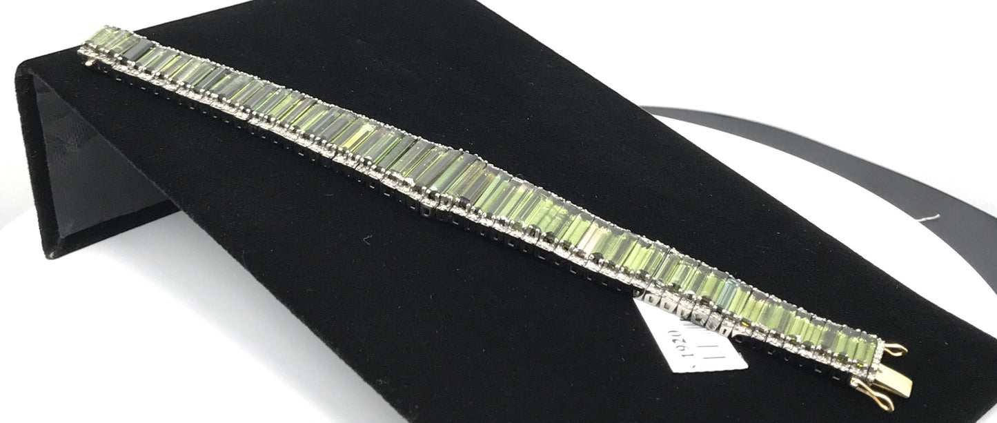 Green Tourmaline Designer Diamond Bracelet