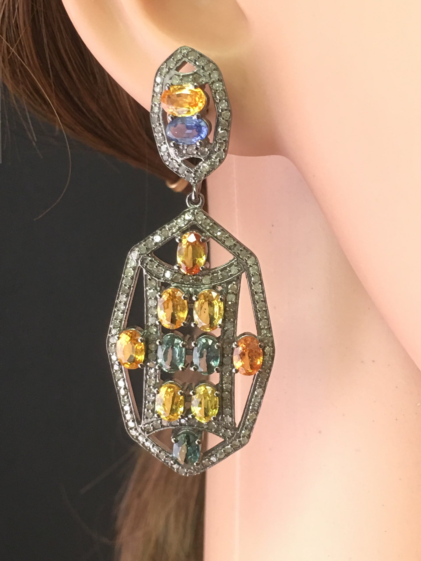 Diamond and Sapphire Earrings,