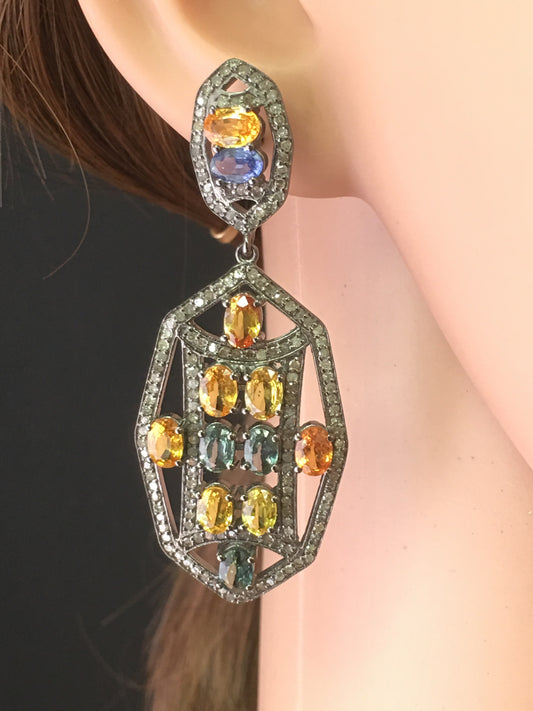 Diamond and Sapphire Earrings,