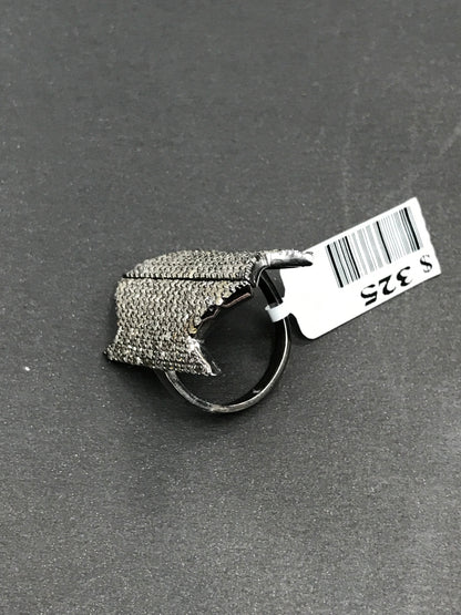 Diamond Silver Black Rhodium Ring