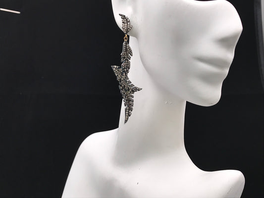 Diamond and Silver Black Rhodium Finish Earring