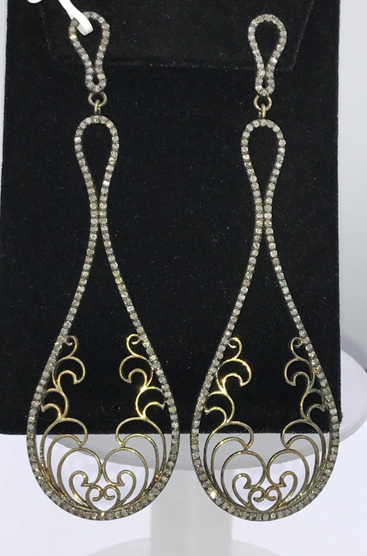 Drop Shape Long Diamond Earrings