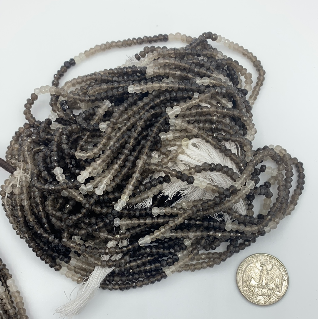 Smoky Qurtz Shade Roundel Beads Facetted 3-4mm