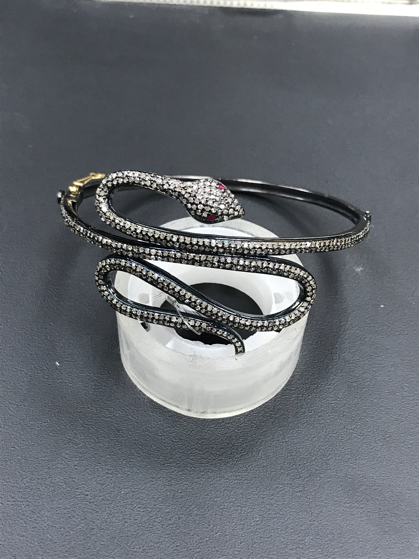 Diamond and Silver Ruby Stone Black Rhodium Finish Bracelets