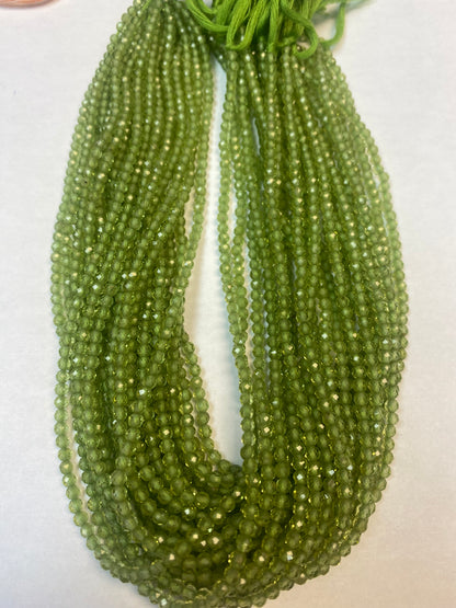 PERIDOT BEADS ROUND FACETED 3-4MM