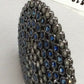 Disc with Sapphire Diamond Pendant  .925 Oxidized Sterling Silver Diamond Pendants, Genuine handmade pave diamond Size 33 x 54 MM