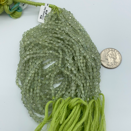 Prehnite faceted beads coin, beads coin,beads, coin