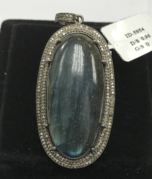 Labradorite Diamond Pendant