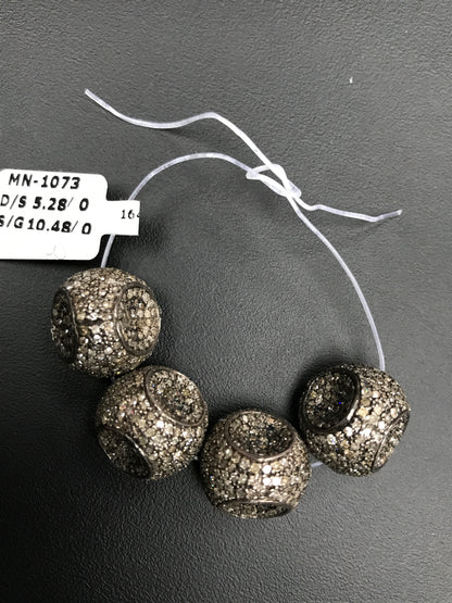 Fancy Shape Silver Pave Diamond Beads