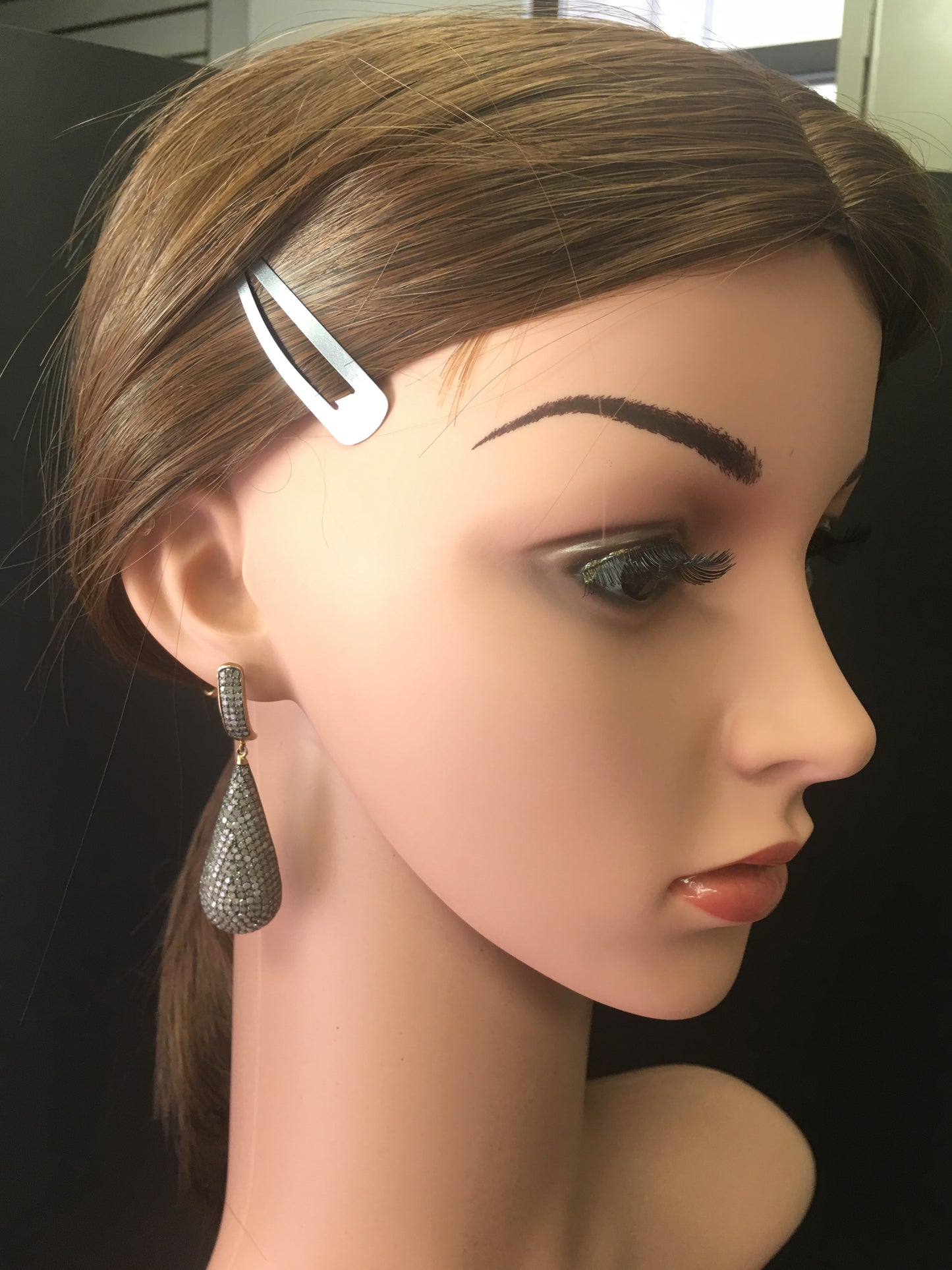 Diamond and Silver Black Rhodium Finish Earrings