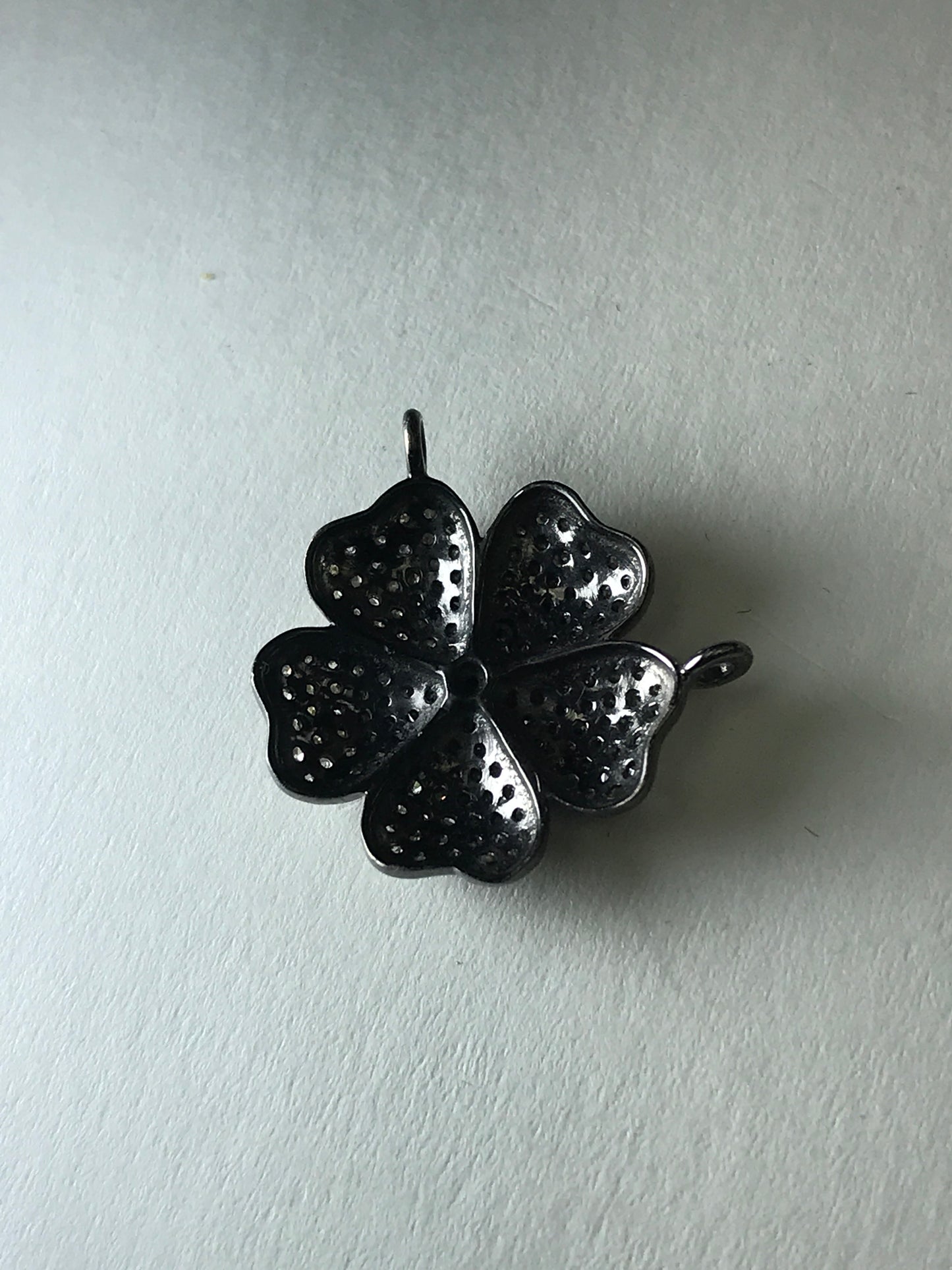 Flower Diamond Charm .925 Oxidized Sterling Silver Diamond Charms, Genuine handmade pave diamond Charm Size Approx 0.73"(18 x 18 MM)