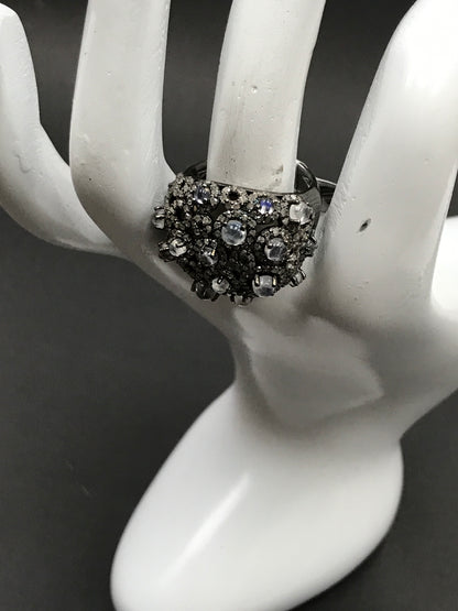 Daimond and Rainbow Moonstone Silver Rings