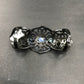 Diamond and Moon Stone Black Rhodium Finish Silver Rings