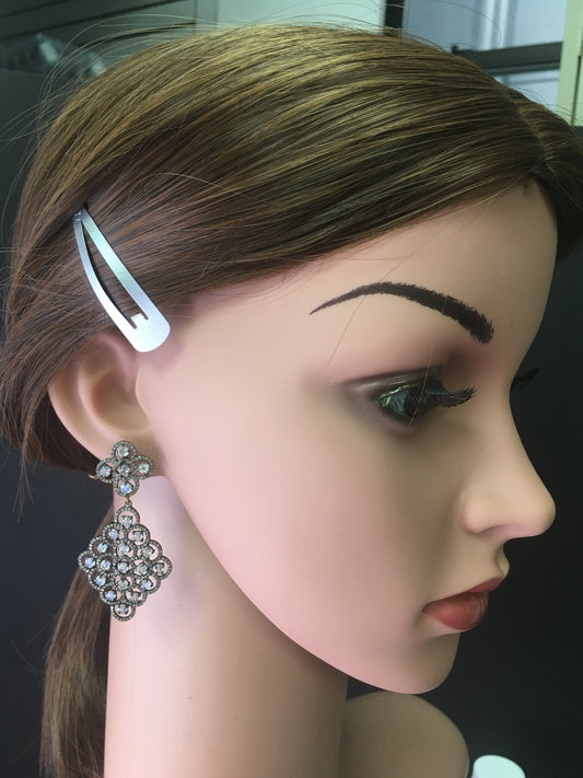 Diamond and Rainbow Moonstone Flower Earring