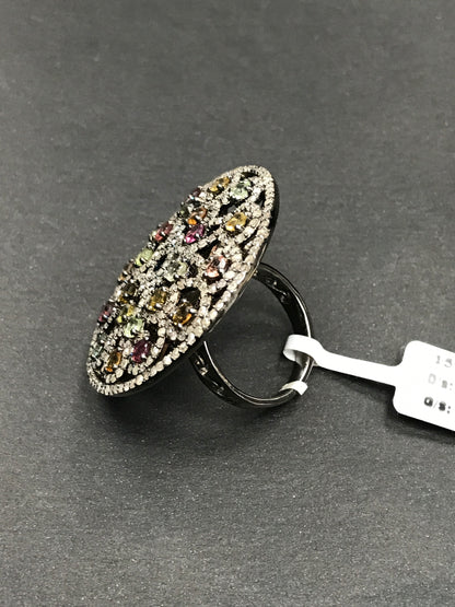 DIAMOND AND MULTI TOURMALINE RINGS