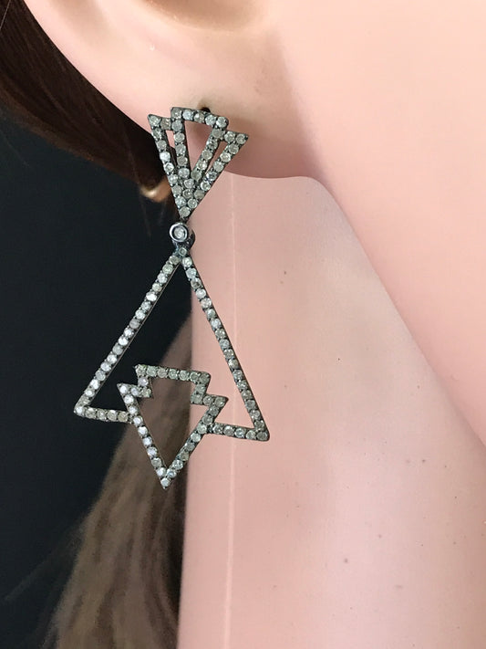 Diamond and Silver Black Rhodium Finish Earring