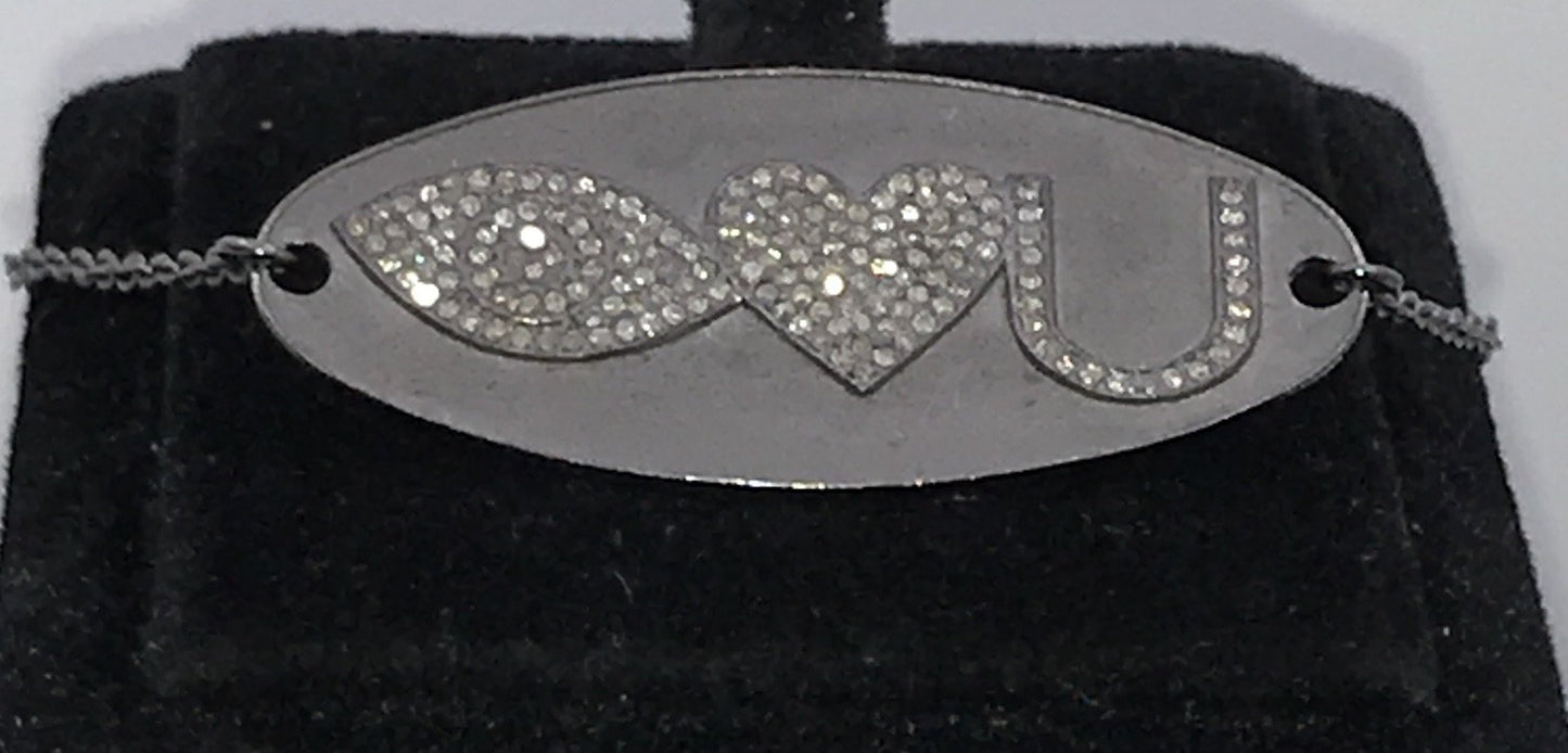 Oval Shape I Love U initial Diamond Bracelet