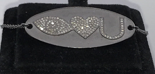 Oval Shape I Love U initial Diamond Bracelet
