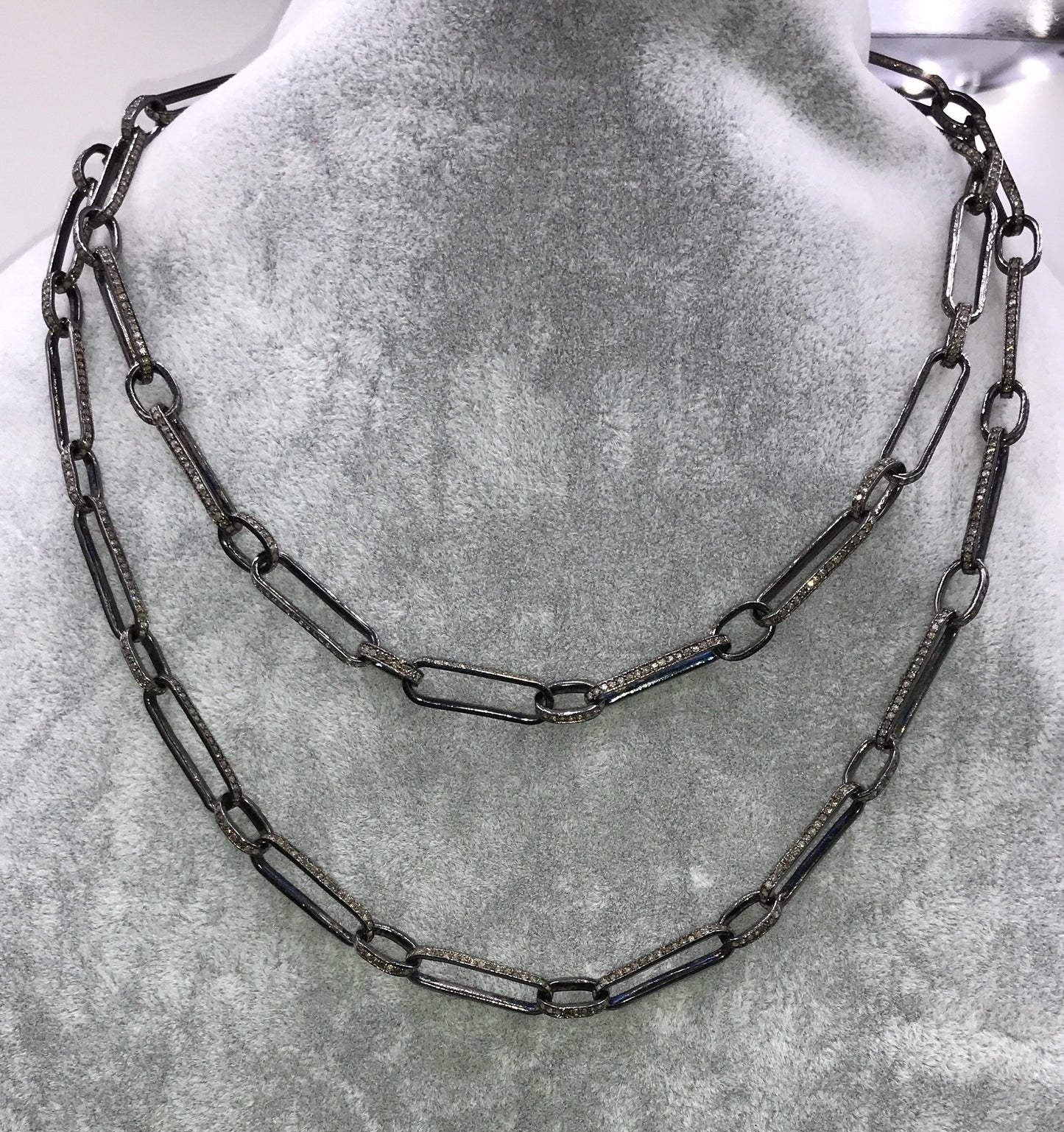 Rectangle Diamond Link Chain Necklace