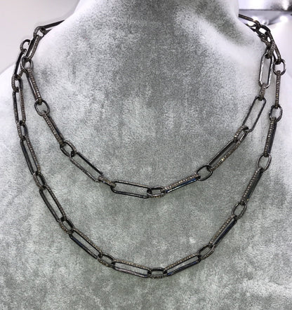Rectangle Diamond Link Chain Necklace