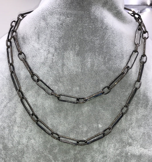 Rectangle Diamond Link Chain Necklace
