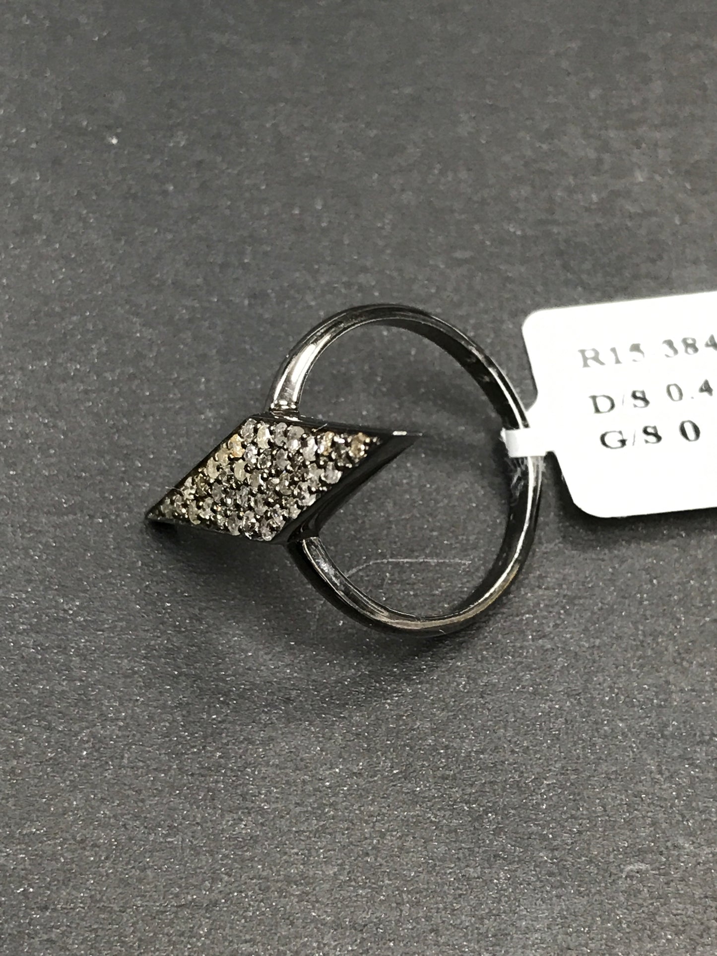 Diamond Polygon Diamond Ring, Pave Diamond Ring, Pave Polygon Ring, Approx 22 x 6mm. Sterling Silver