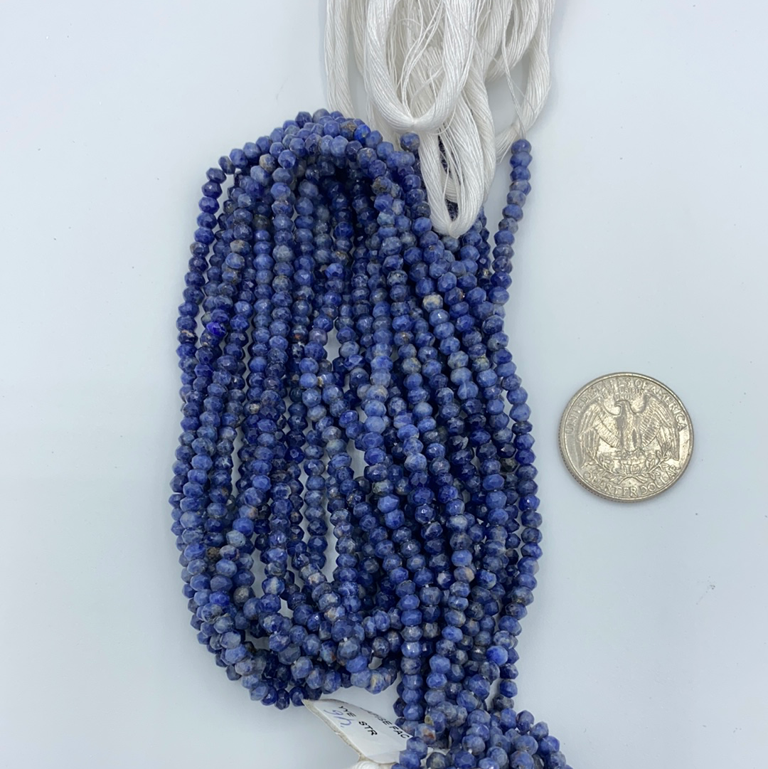 Sodalite Roundel Beads Facetted 3-4mm