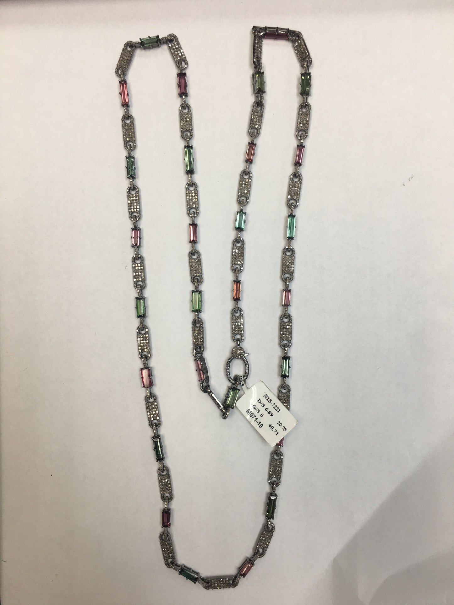 Tourmaline and Diamond Link Chain Necklace