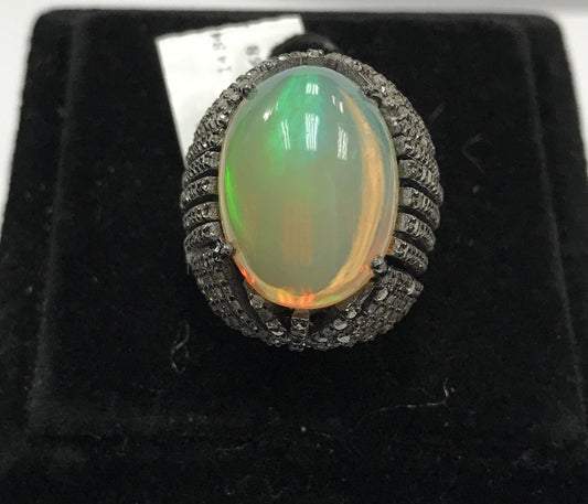 Opal and Diamond Ring