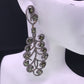 Diamond and Tourmaline Silver Black Rhodium Finish Earrings