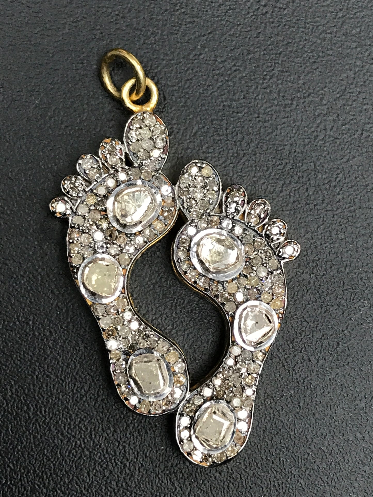 Footprint Diamond Pendants & Charms with Gold Base
