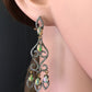 Diamond  Art Deco Opal with Diamond Earring, Pave Diamond Earring, Pave Art Deco Earring, Appx 62 x 18mm. Sterling Silver