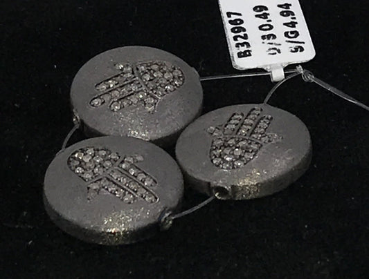 Coin Shape Matte Finish Pave diamond beads