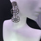 Diamond and Silver White Rainbow Moon Stone Black Rhodium Finish Earring