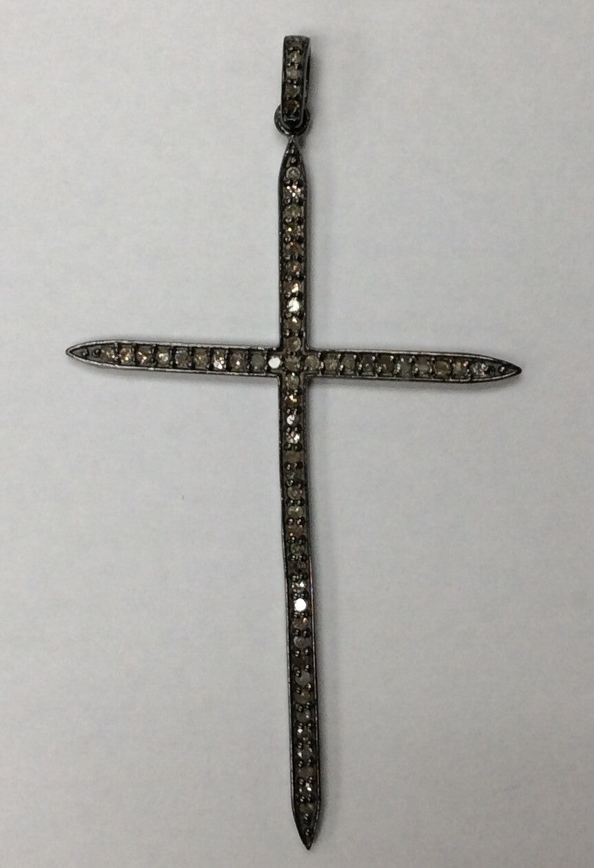 Cross Diamond Charm, 64 mm long, 0.54 cts natural diamonds